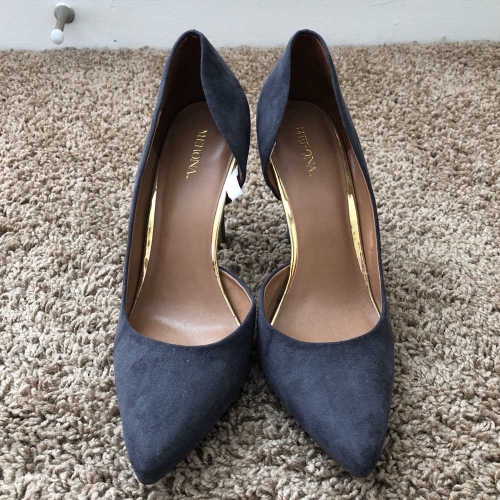 Merona Lainee Gray Suede Pumps Heels Size 9.5